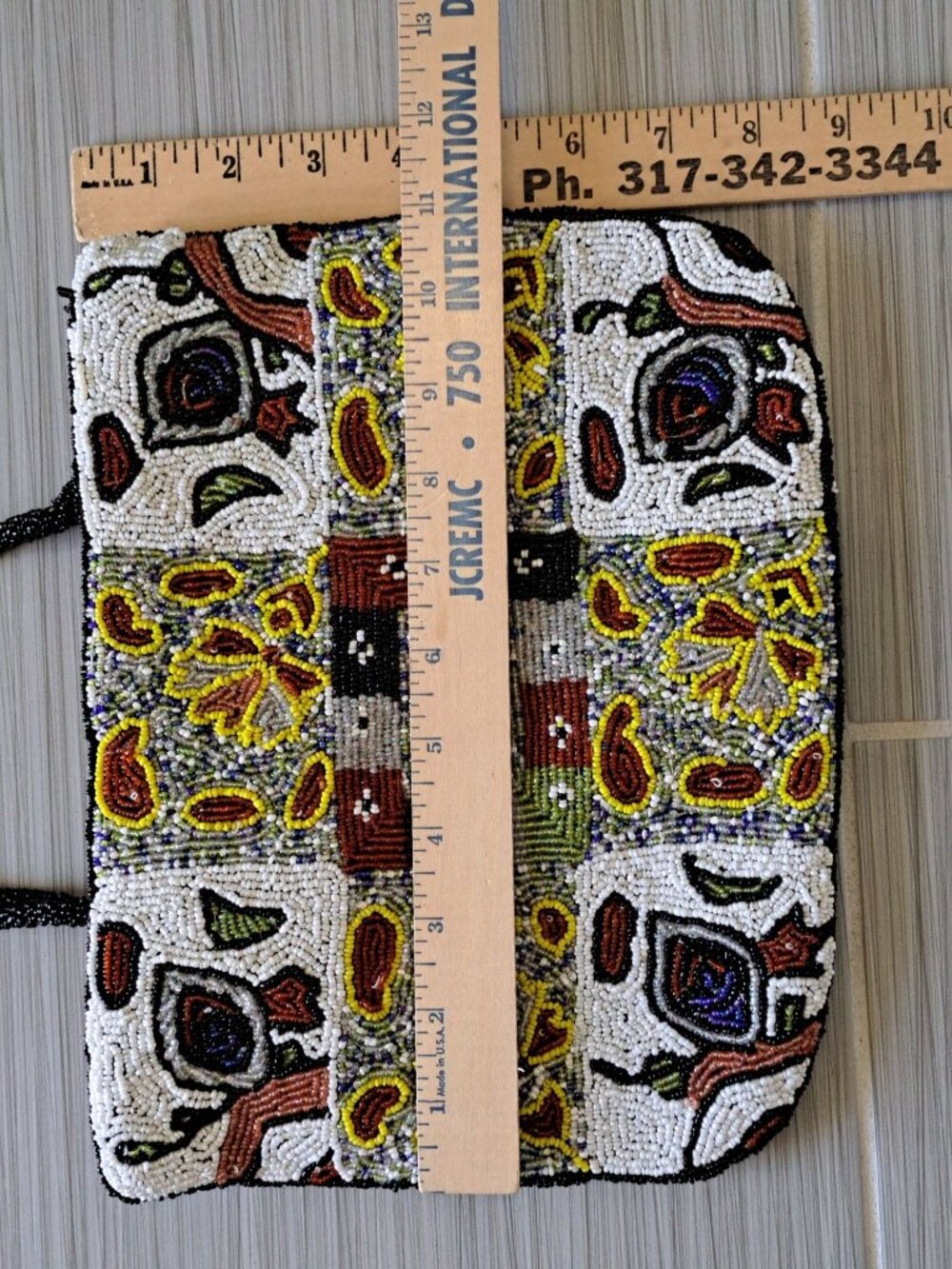 Vintage Fully Beaded Multi-Color Shoulder Bag Purse Floral Geometric Multicolor - Picture 10 of 11